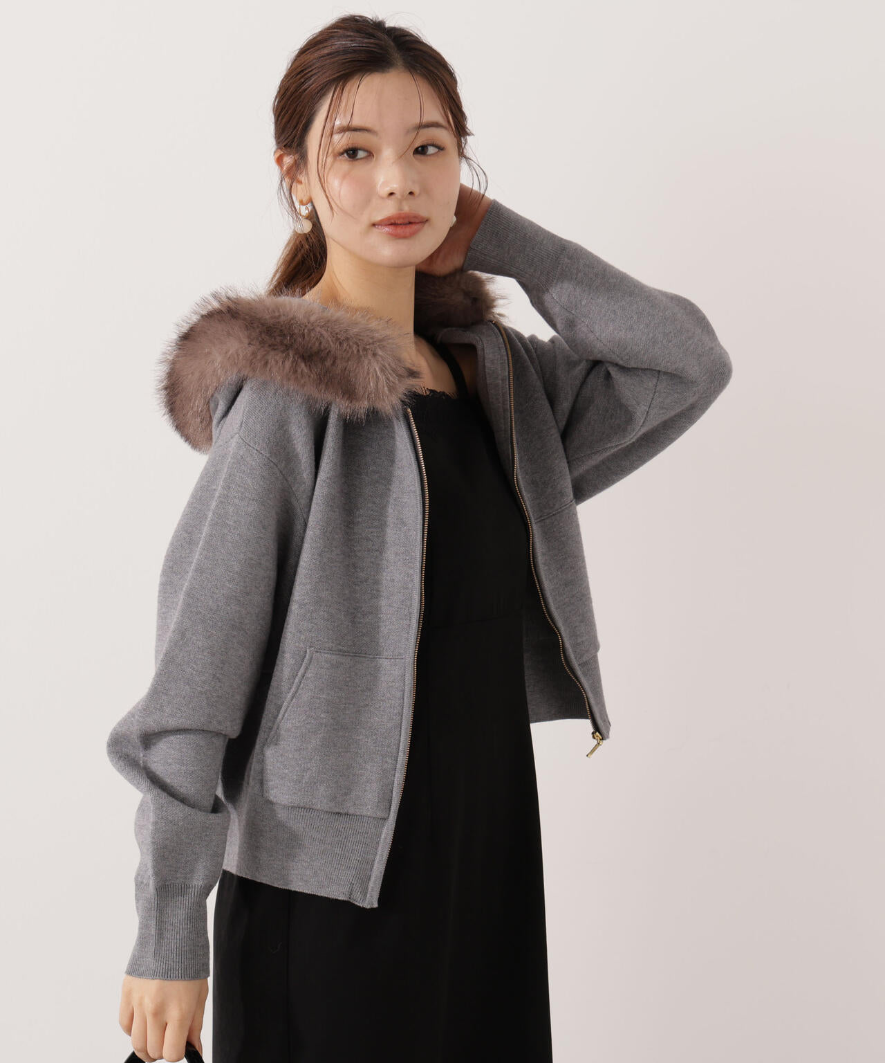 エコファー付きニットパーカー