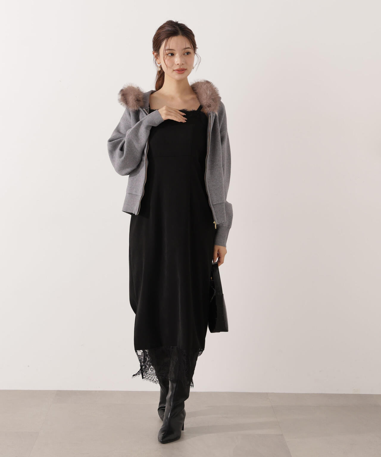 エコファー付きニットパーカー