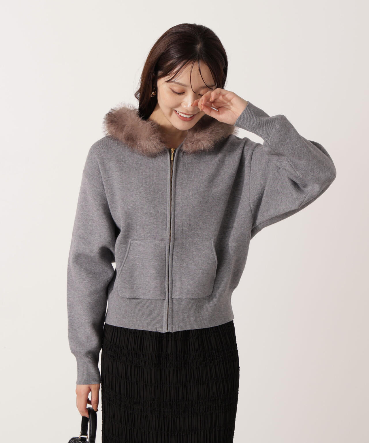 エコファー付きニットパーカー