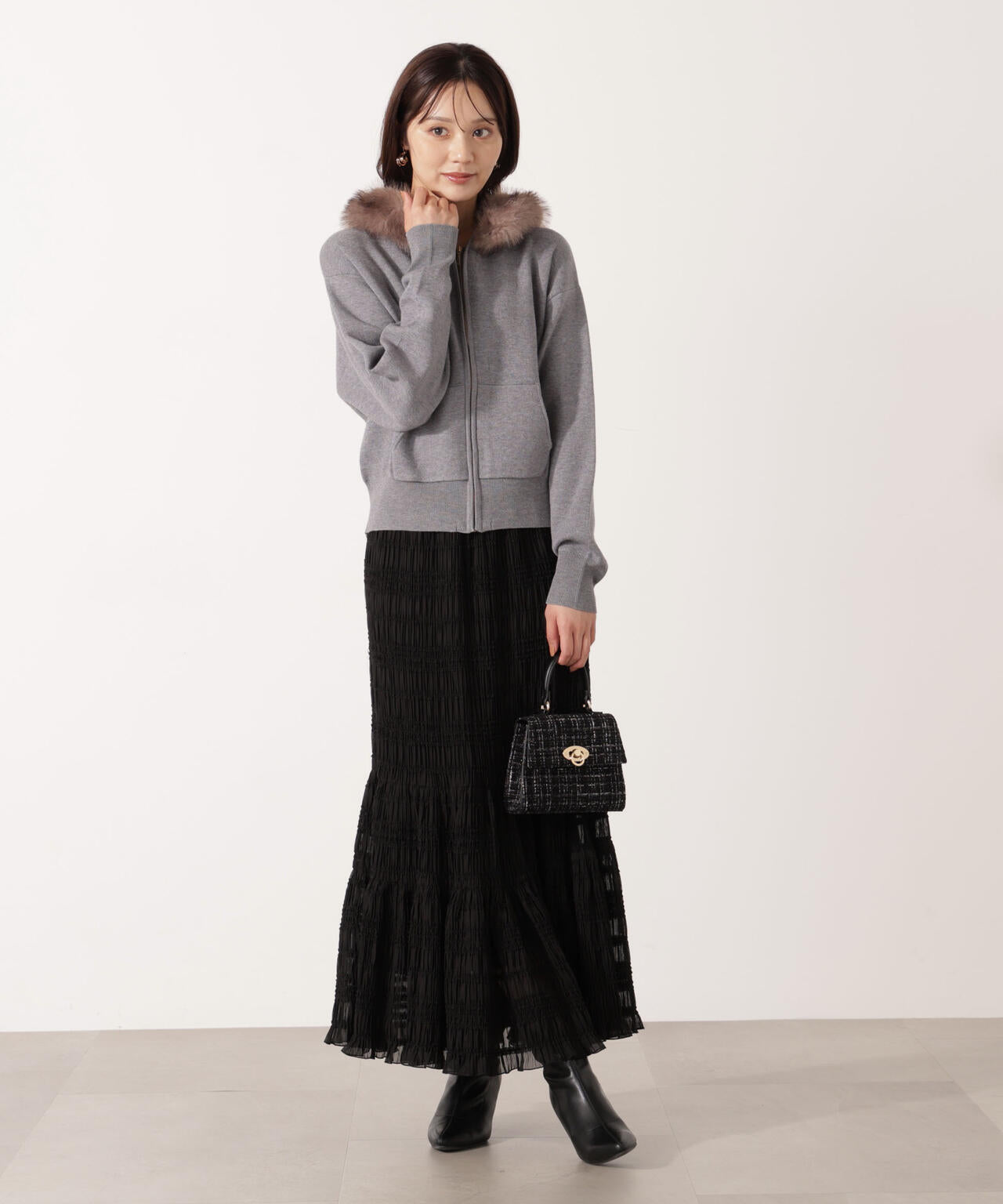 エコファー付きニットパーカー