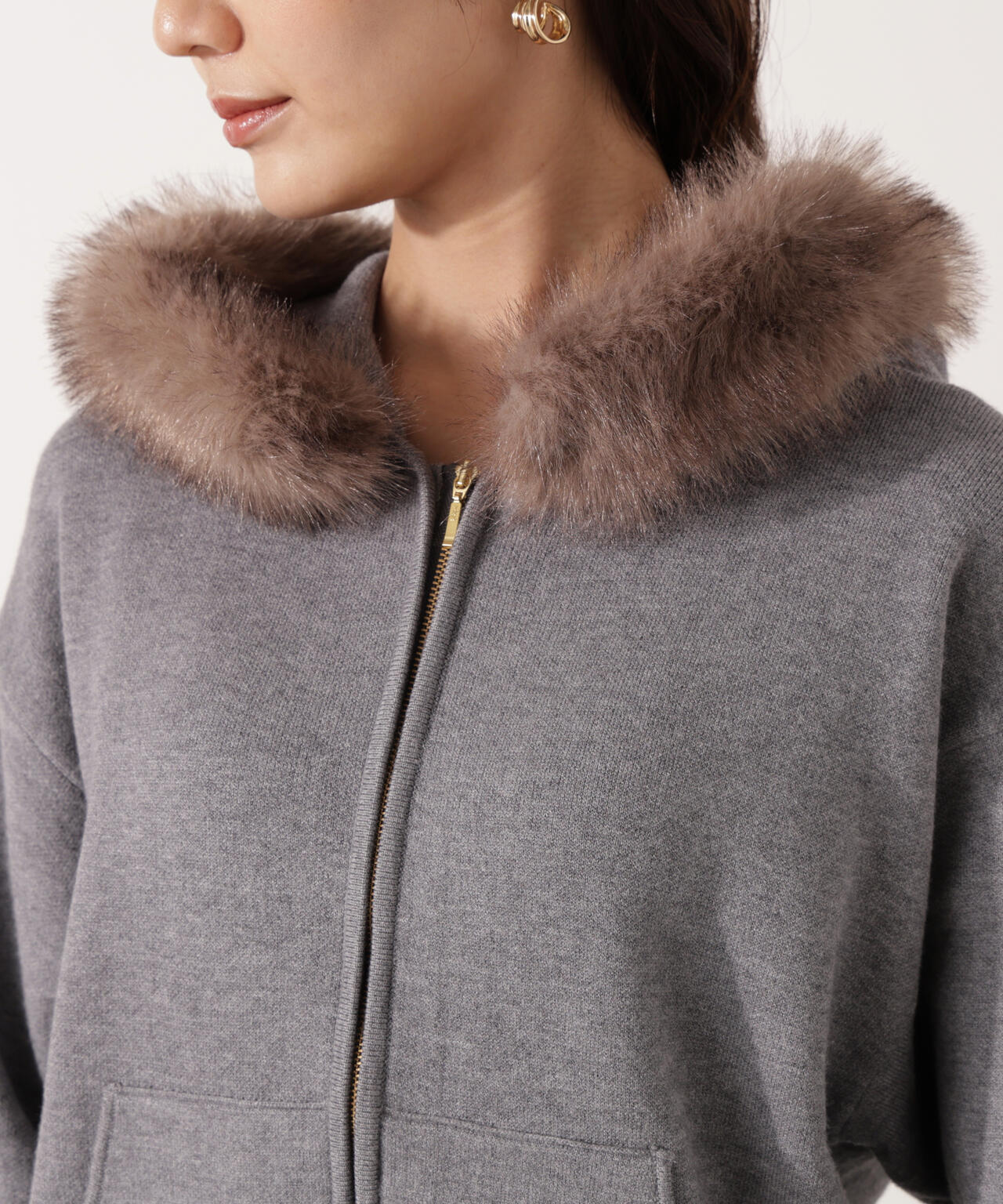 エコファー付きニットパーカー