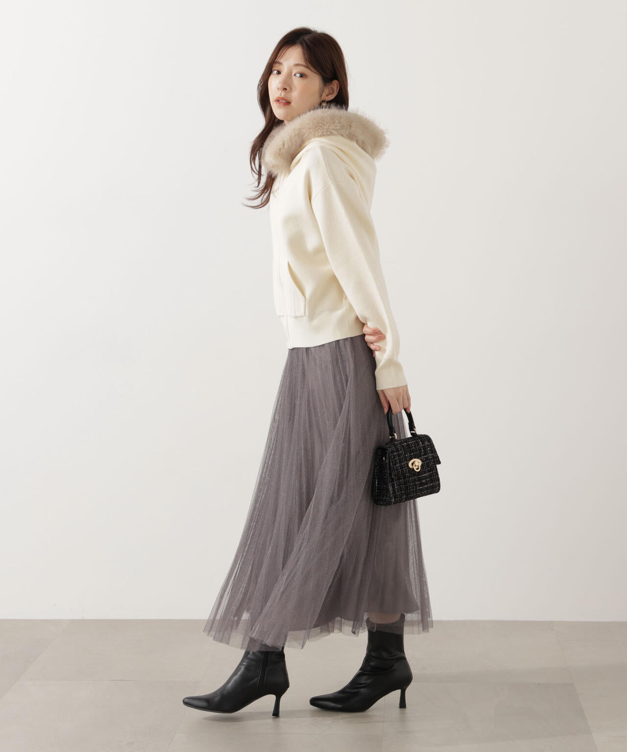 エコファー付きニットパーカー