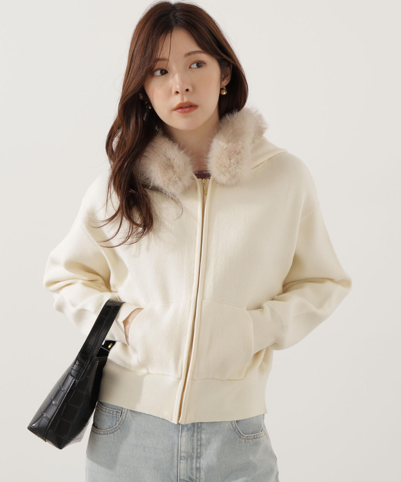 エコファー付きニットパーカー