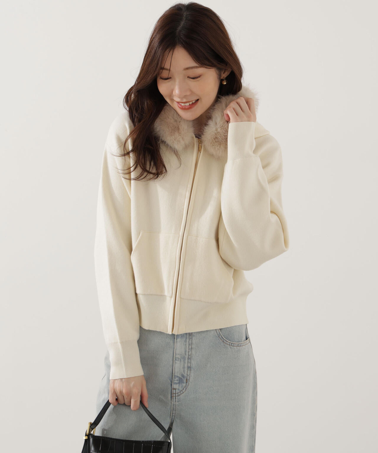 エコファー付きニットパーカー