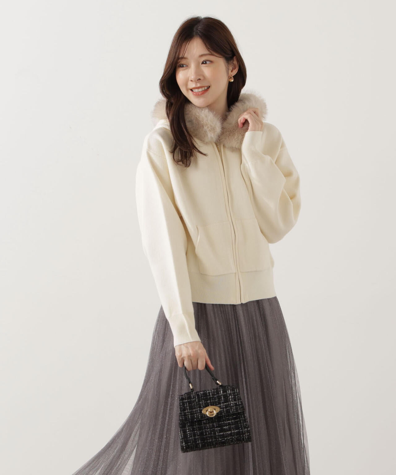 エコファー付きニットパーカー