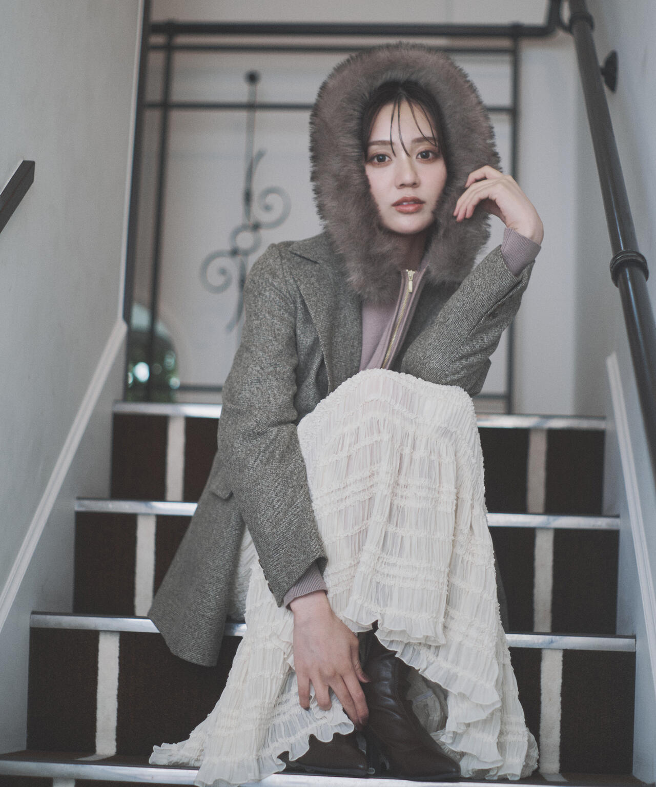 エコファー付きニットパーカー