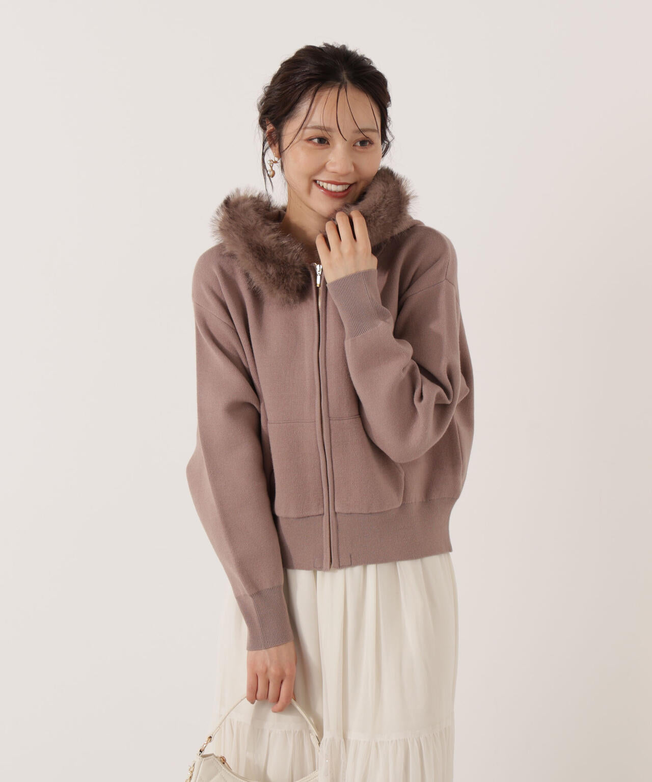 エコファー付きニットパーカー