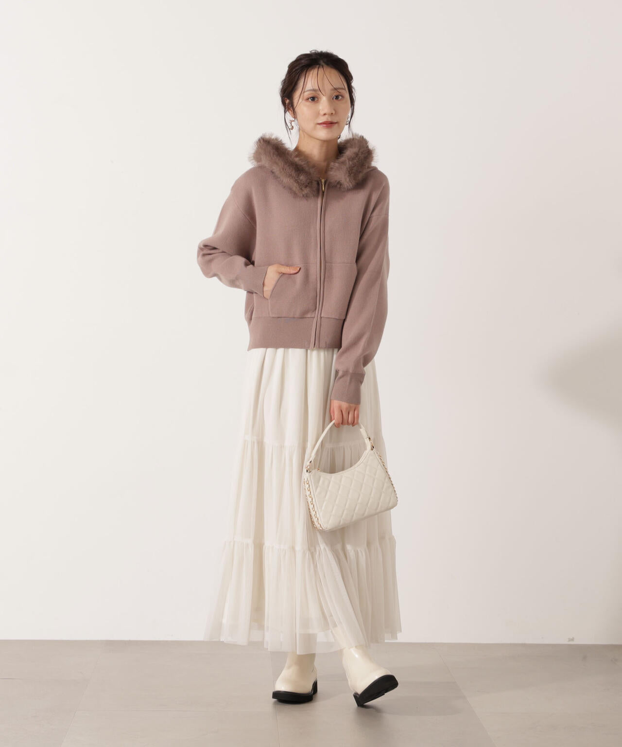 エコファー付きニットパーカー