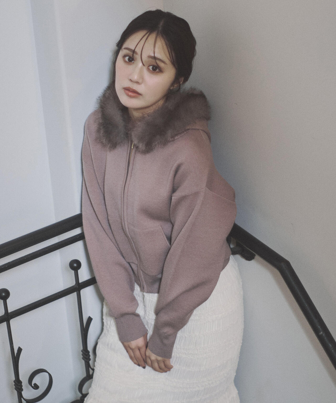 エコファー付きニットパーカー