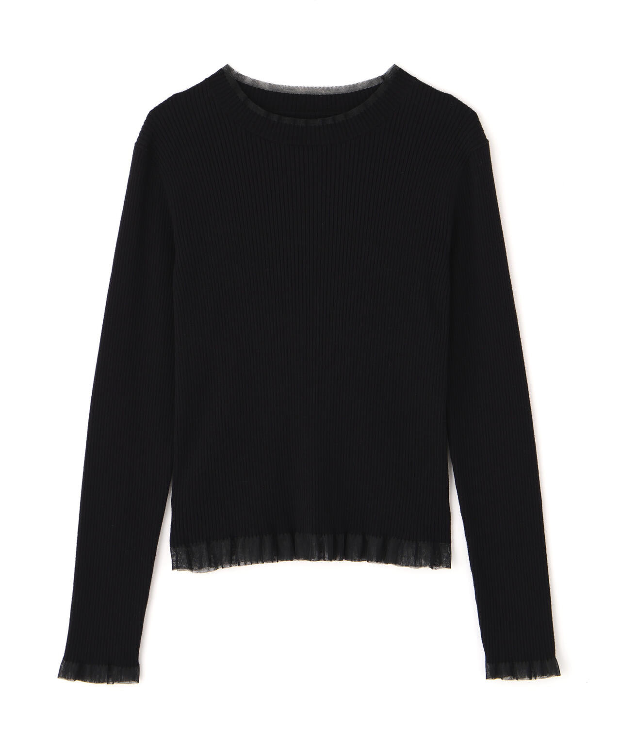 <ウォッシャブル>部分シアーリブニット