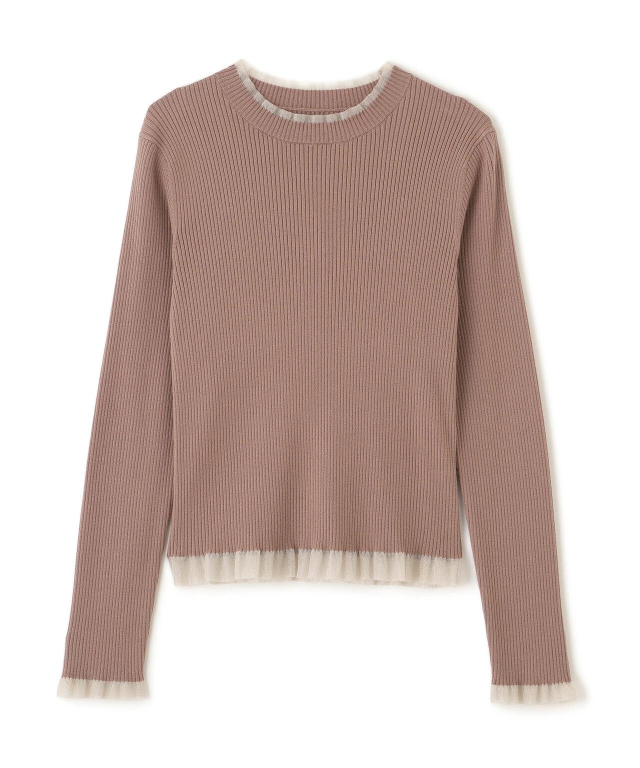 【加藤栞さん着用】<ウォッシャブル>部分シアーリブニット