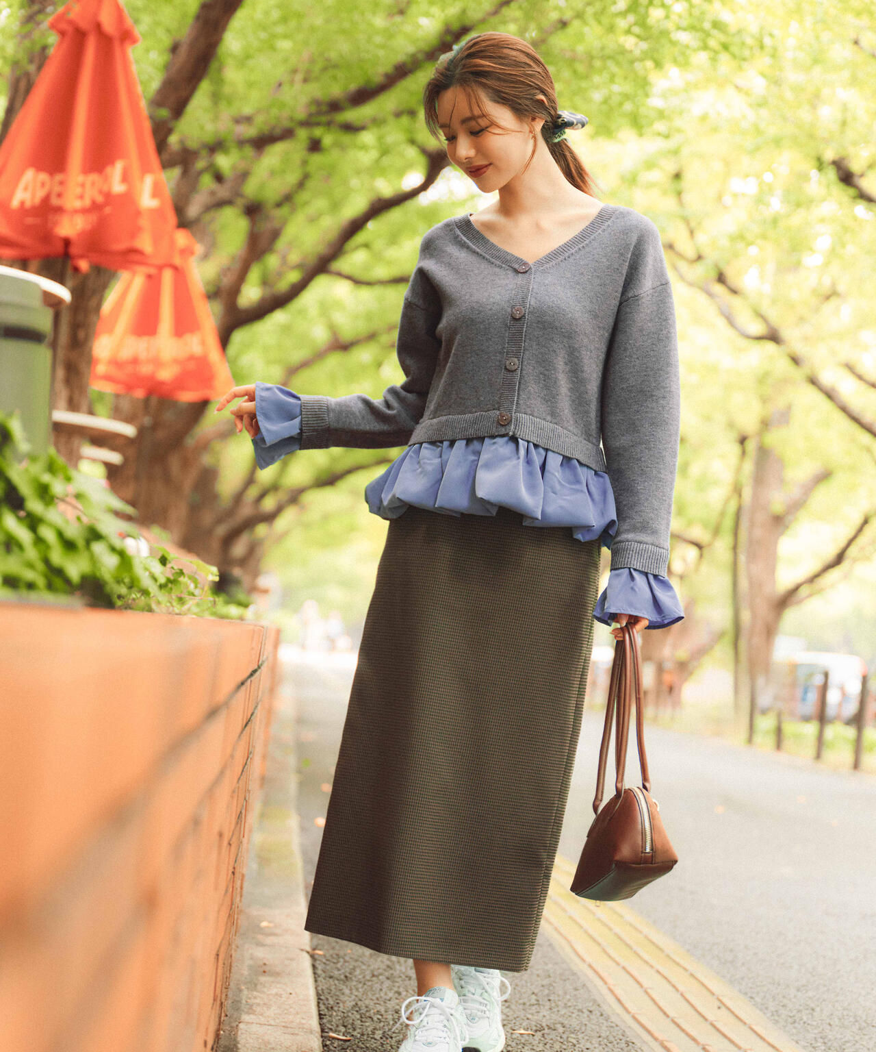 <ウォッシャブル>バルーンペプラムニット