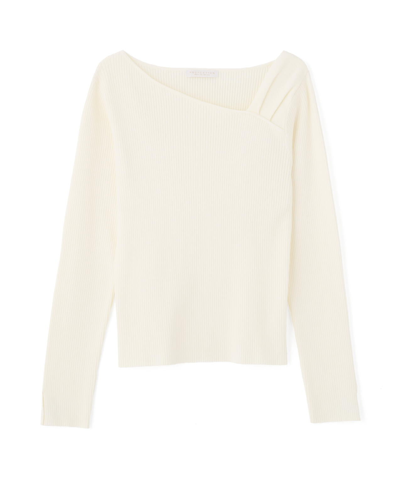 <ウォッシャブル>アシメネックリブニット