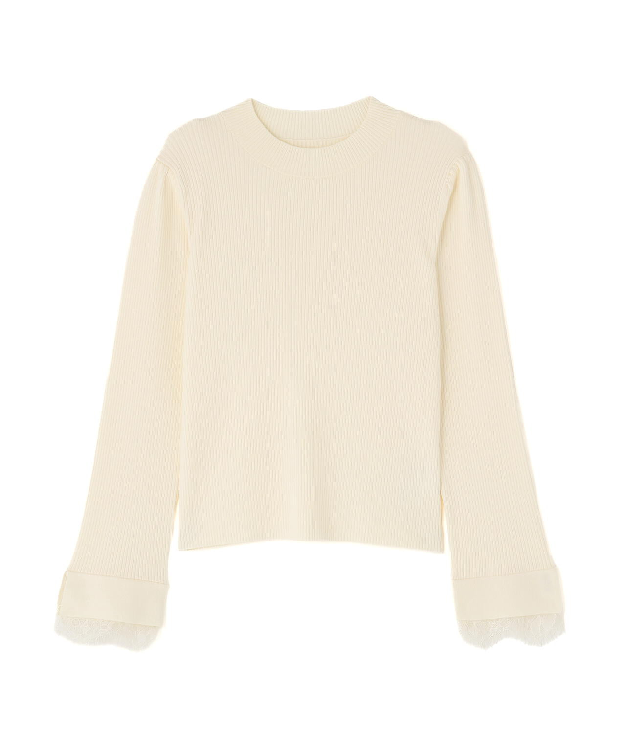 【加藤栞さん着用】レースドッキングスリーブニット