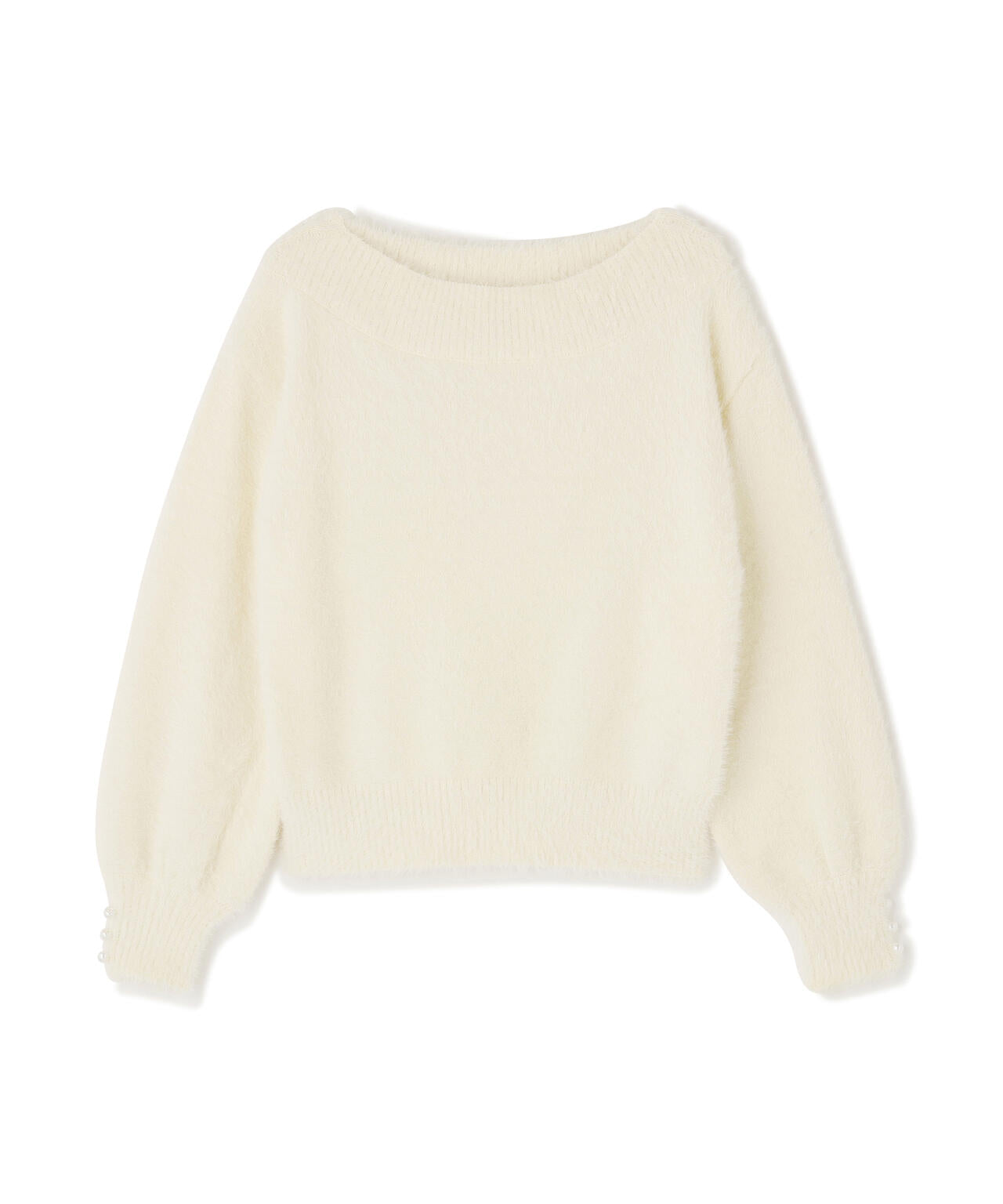 【加藤栞さん着用】ミニシャギーオフショルニット【ネイビー:WEB・一部店舗限定】