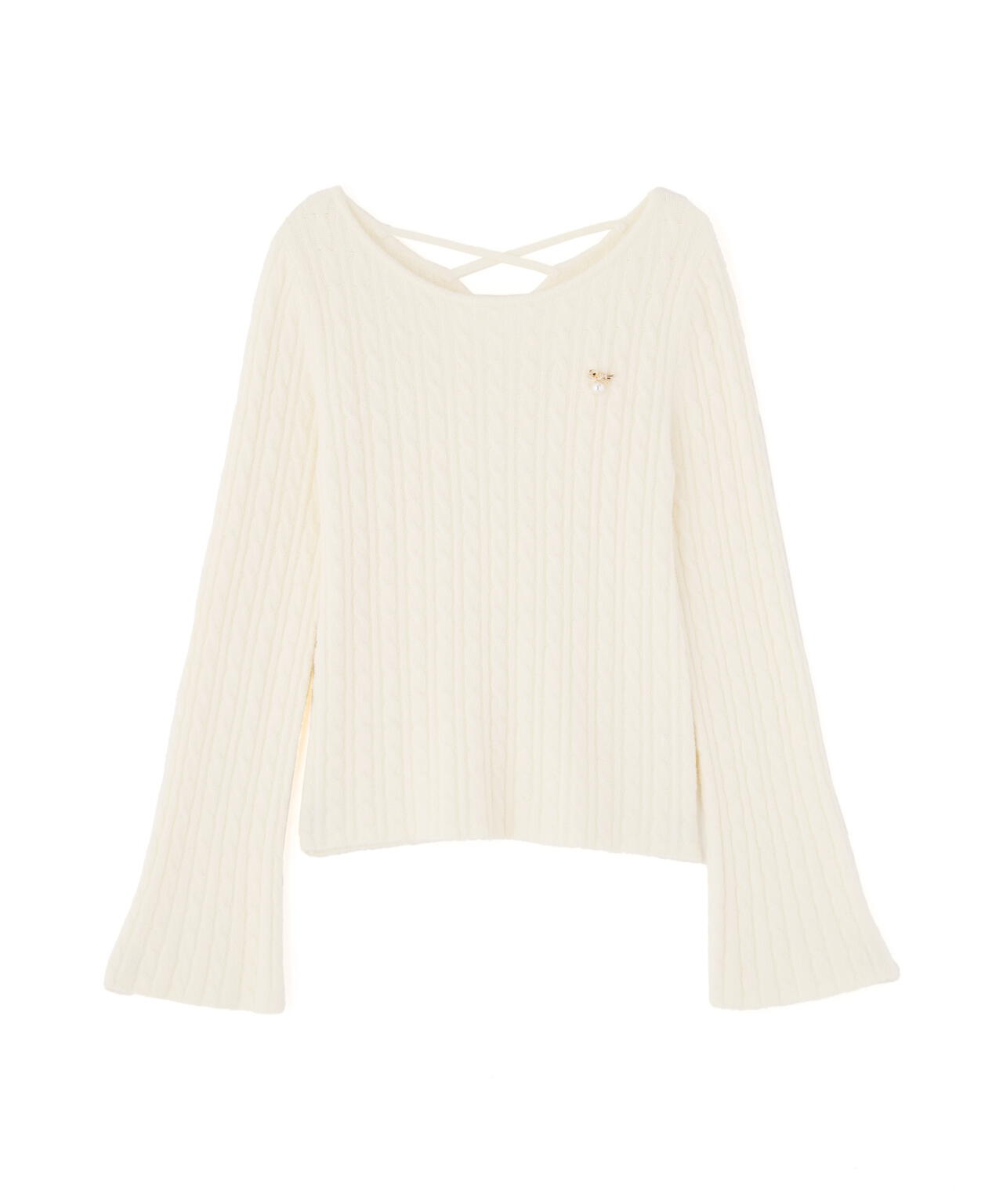 チャーム付きミニケーブルニット