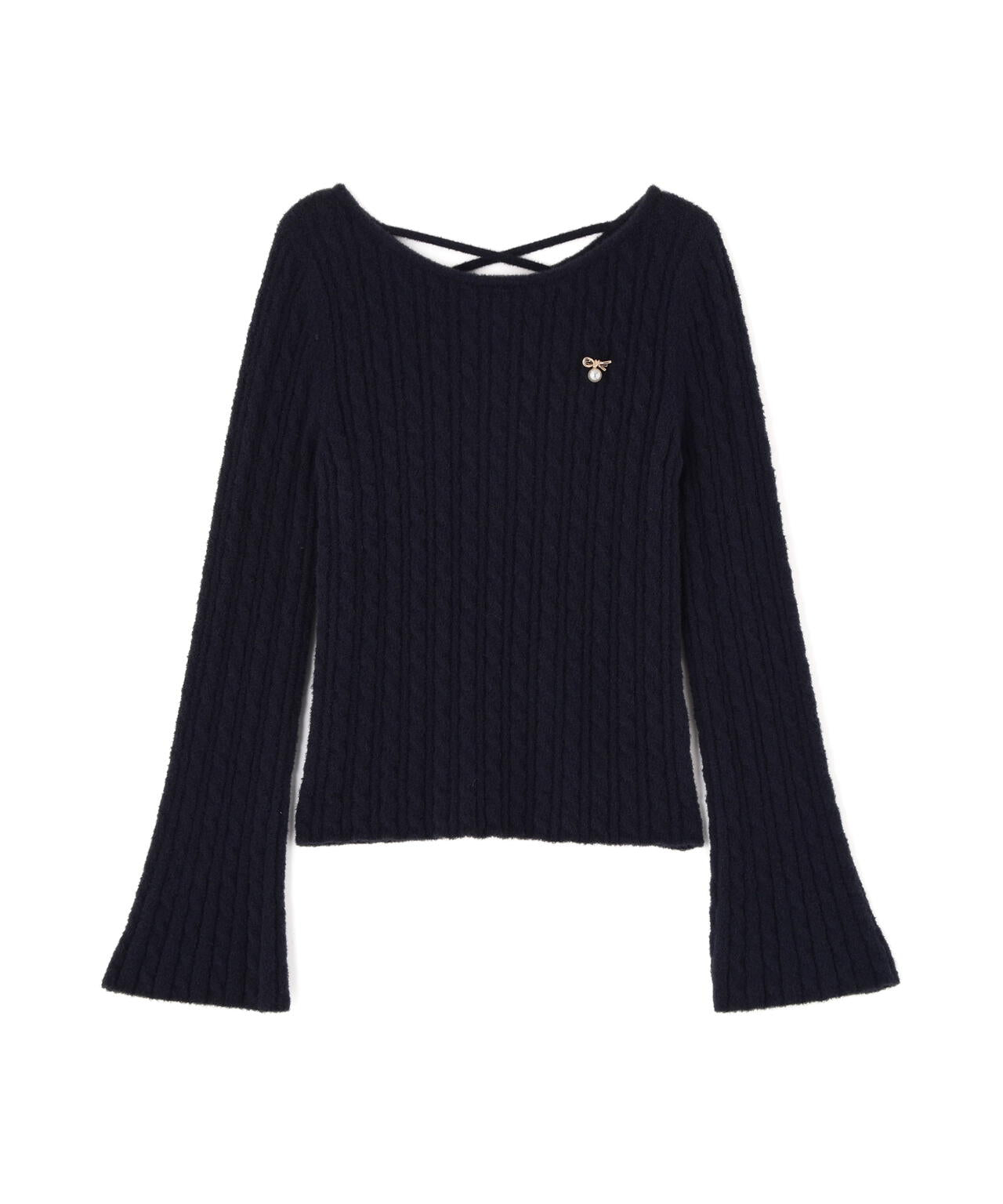 チャーム付きミニケーブルニット