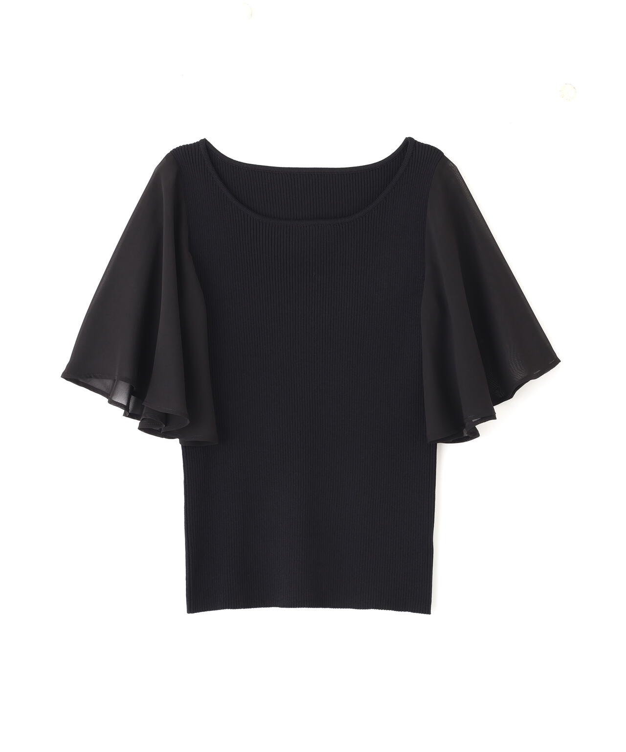 シアーフレアスリーブリブニット