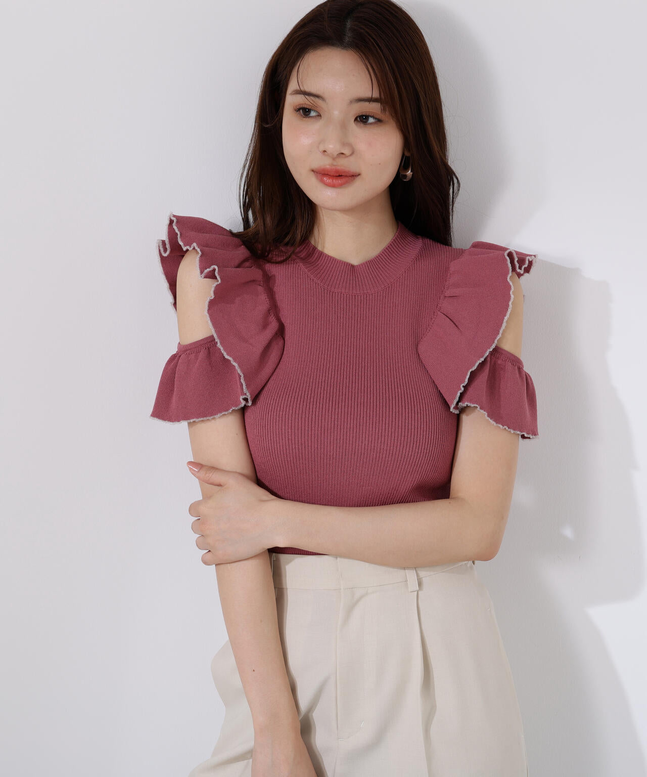 デザインスリーブニット