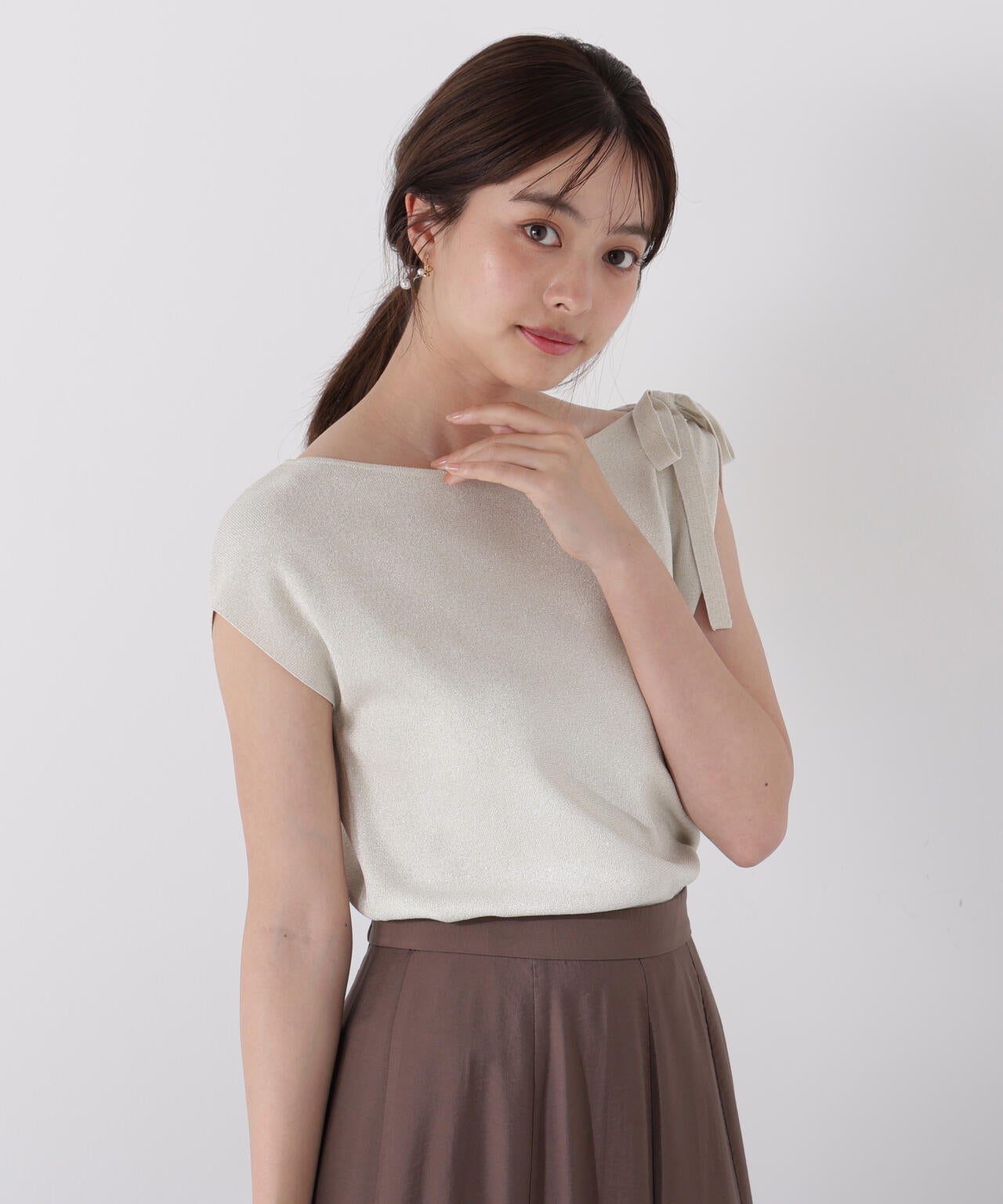 肩リボンアシメニット