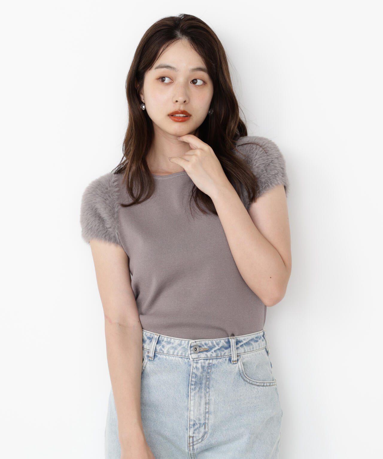 <ハンドウォッシャブル>ドッキングスリーブニット