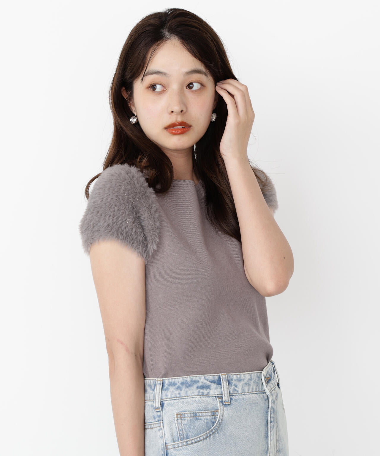 <ハンドウォッシャブル>ドッキングスリーブニット