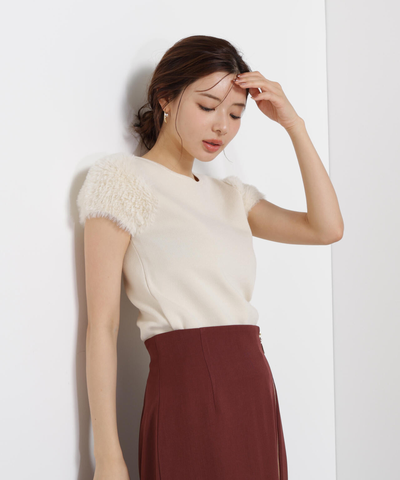 <ハンドウォッシャブル>ドッキングスリーブニット