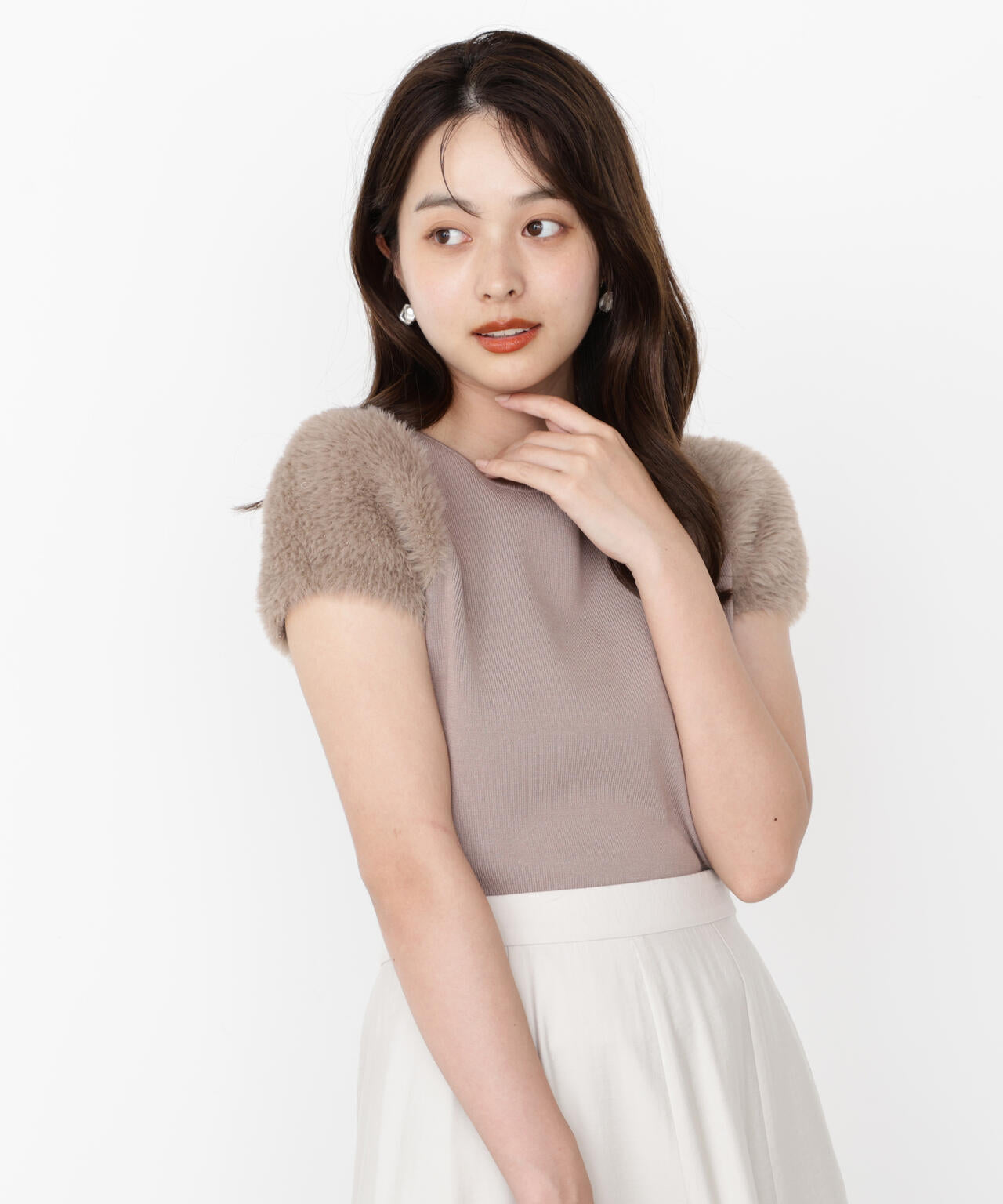 <ハンドウォッシャブル>ドッキングスリーブニット