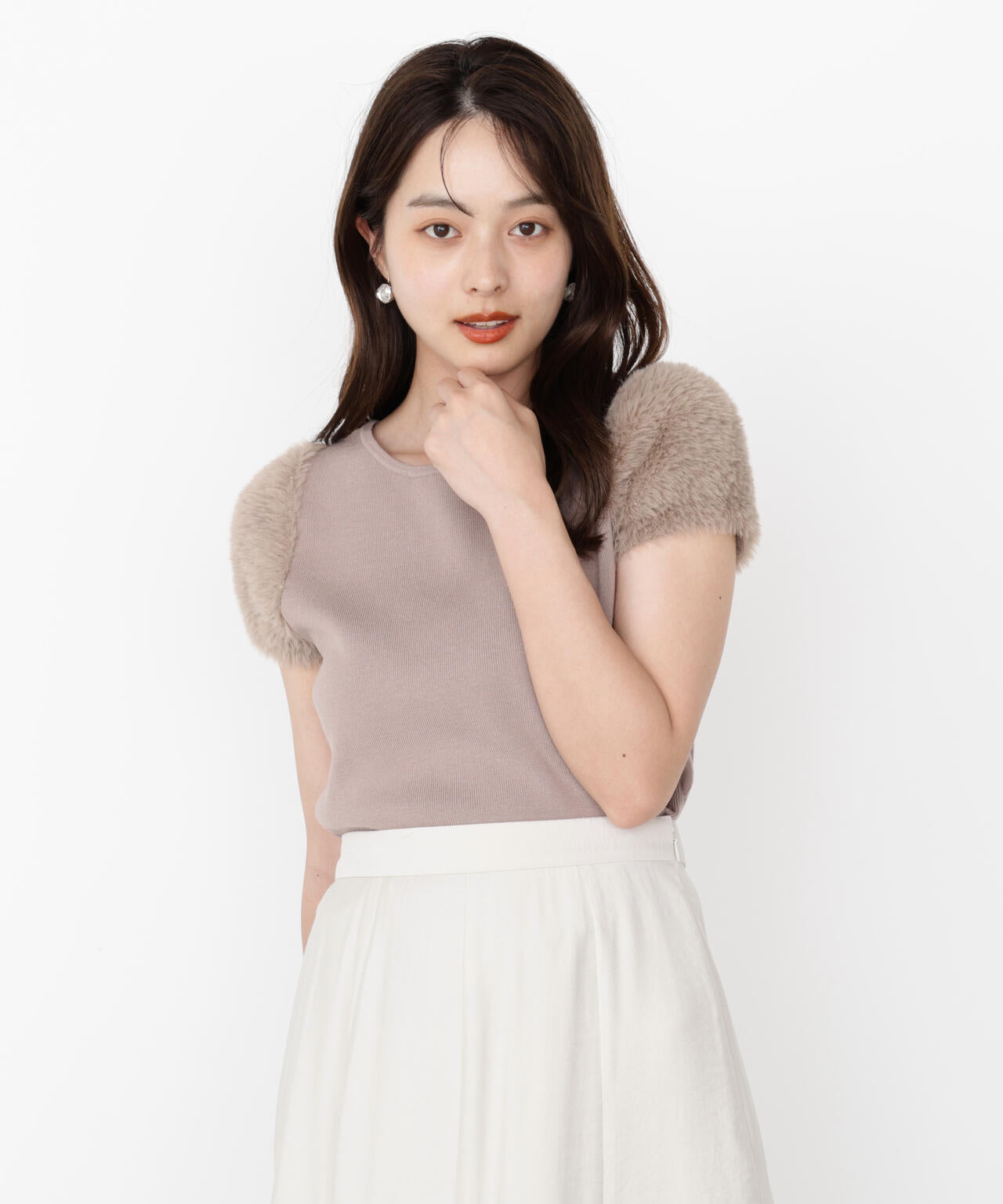 <ハンドウォッシャブル>ドッキングスリーブニット