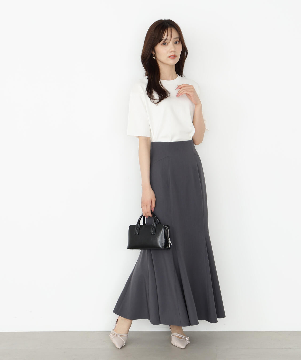 【松川星さん着用】<ハンドウォッシャブル>ハーフスリーブニットプルオーバー