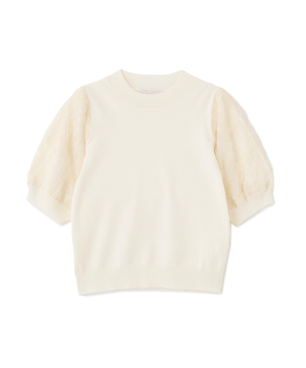 レースドッキングスリーブニット【ベージュ:official site限定】