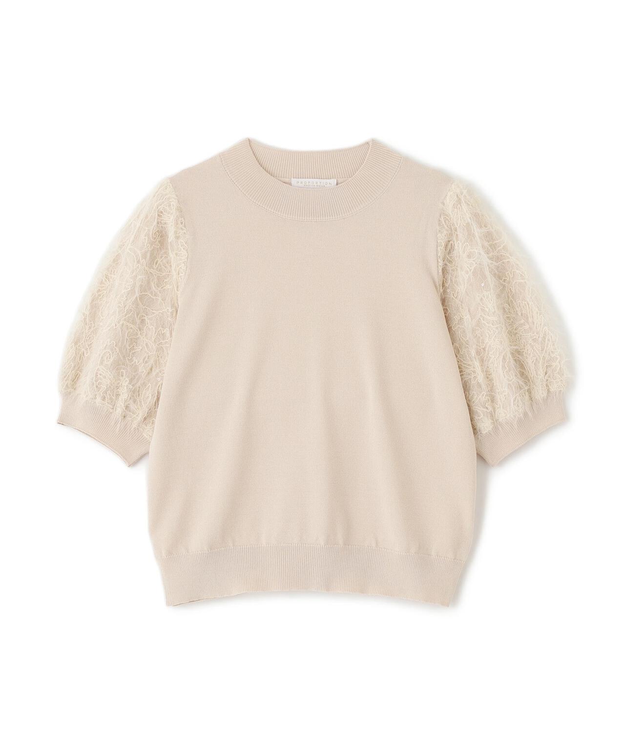 レースドッキングスリーブニット【ベージュ:official site限定】