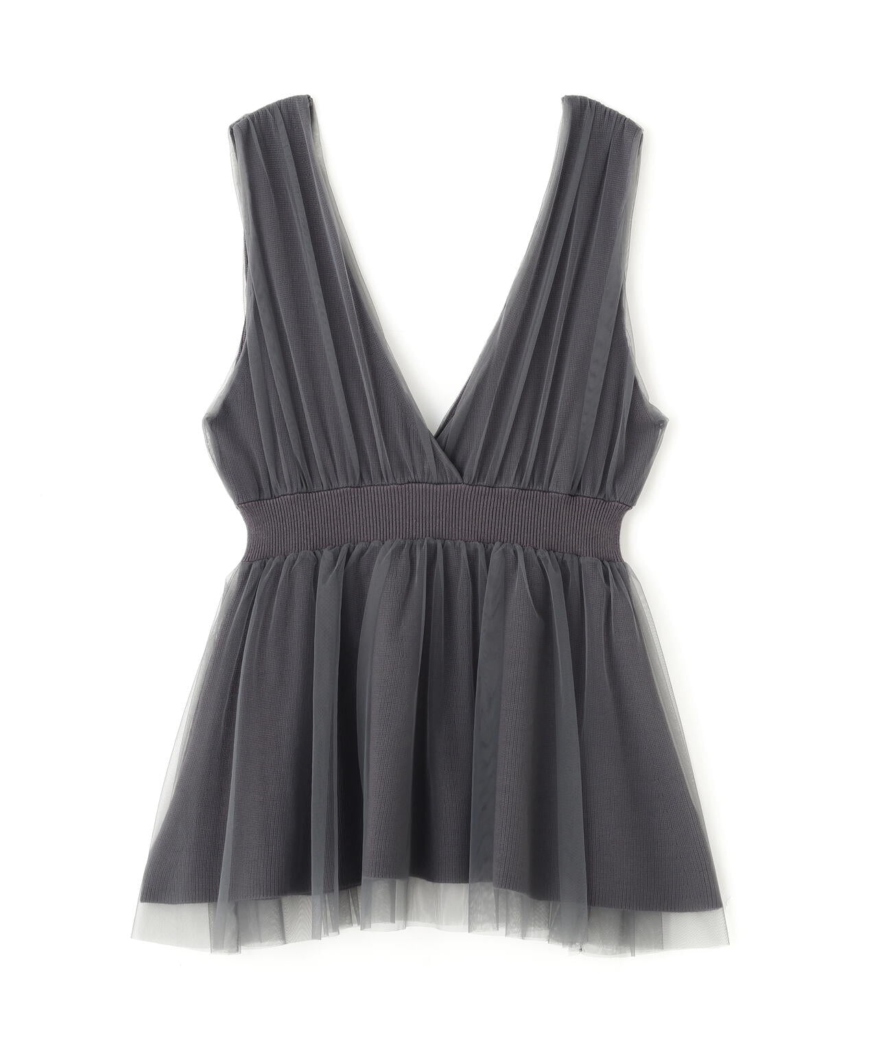 チュールドッキングニットジレ