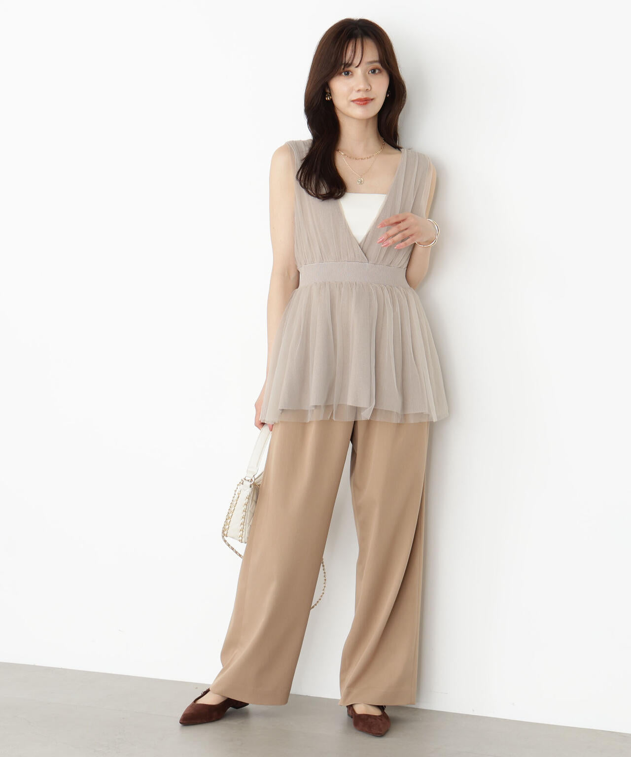 チュールドッキングニットジレ