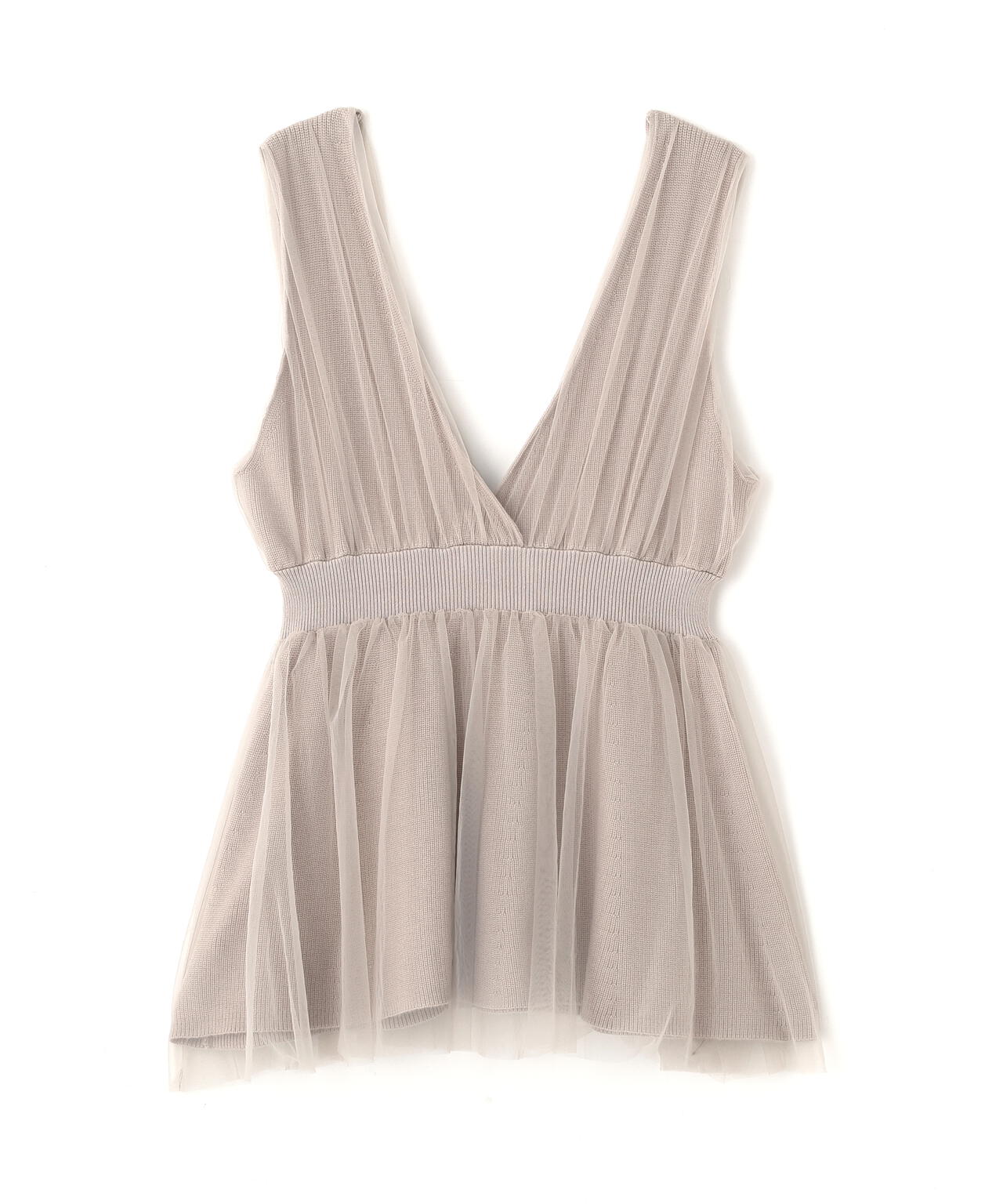 チュールドッキングニットジレ