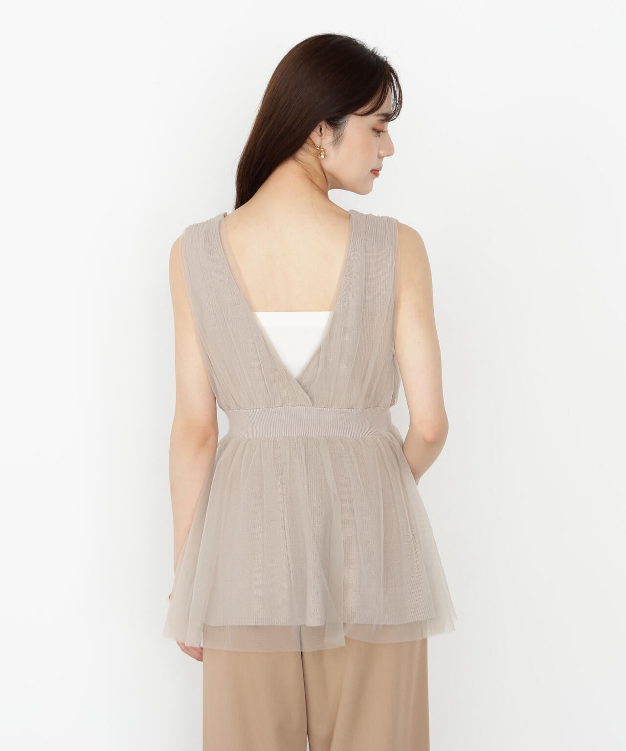 チュールドッキングニットジレ