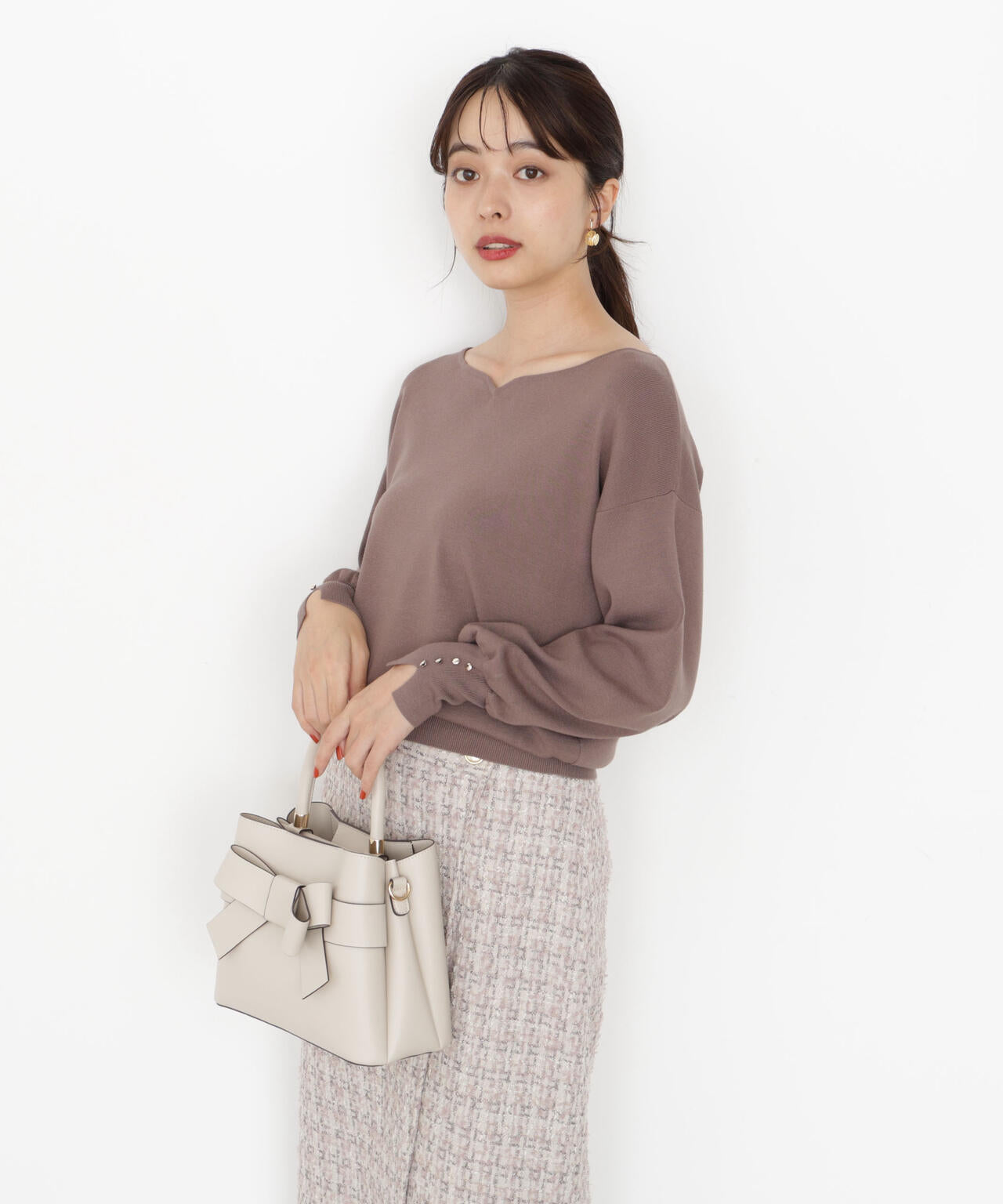 <ハンドウォッシャブル>ハートカット総針ニット