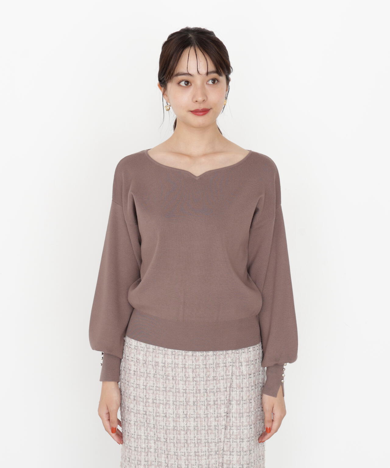 <ハンドウォッシャブル>ハートカット総針ニット