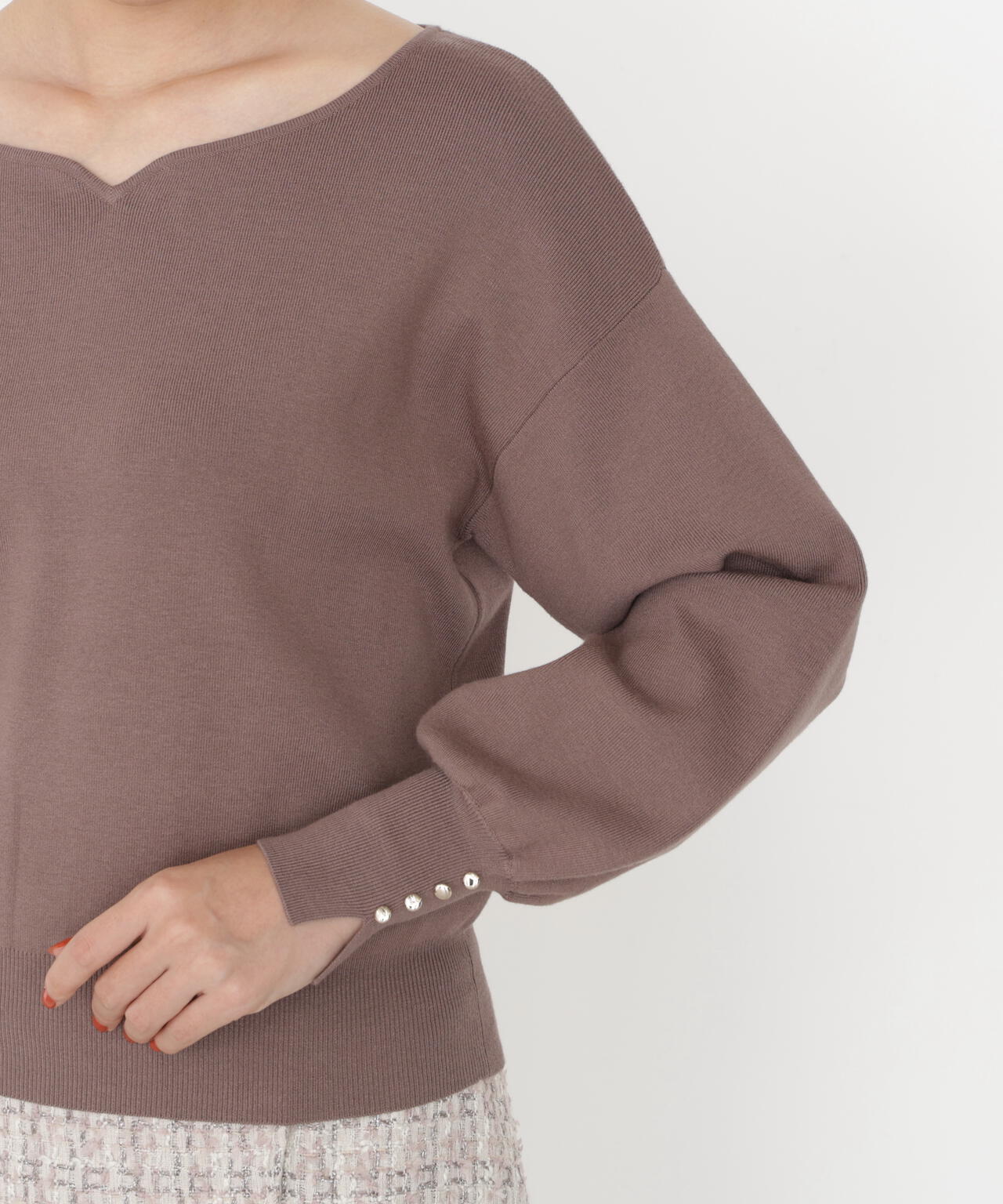 <ハンドウォッシャブル>ハートカット総針ニット