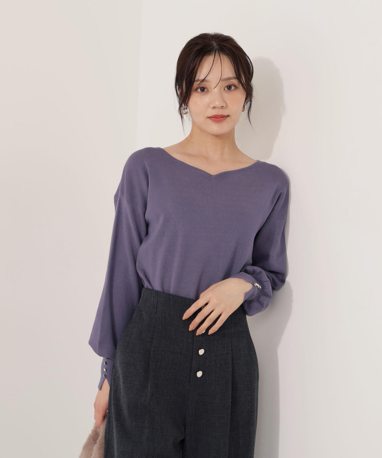 <ハンドウォッシャブル>ハートカット総針ニット