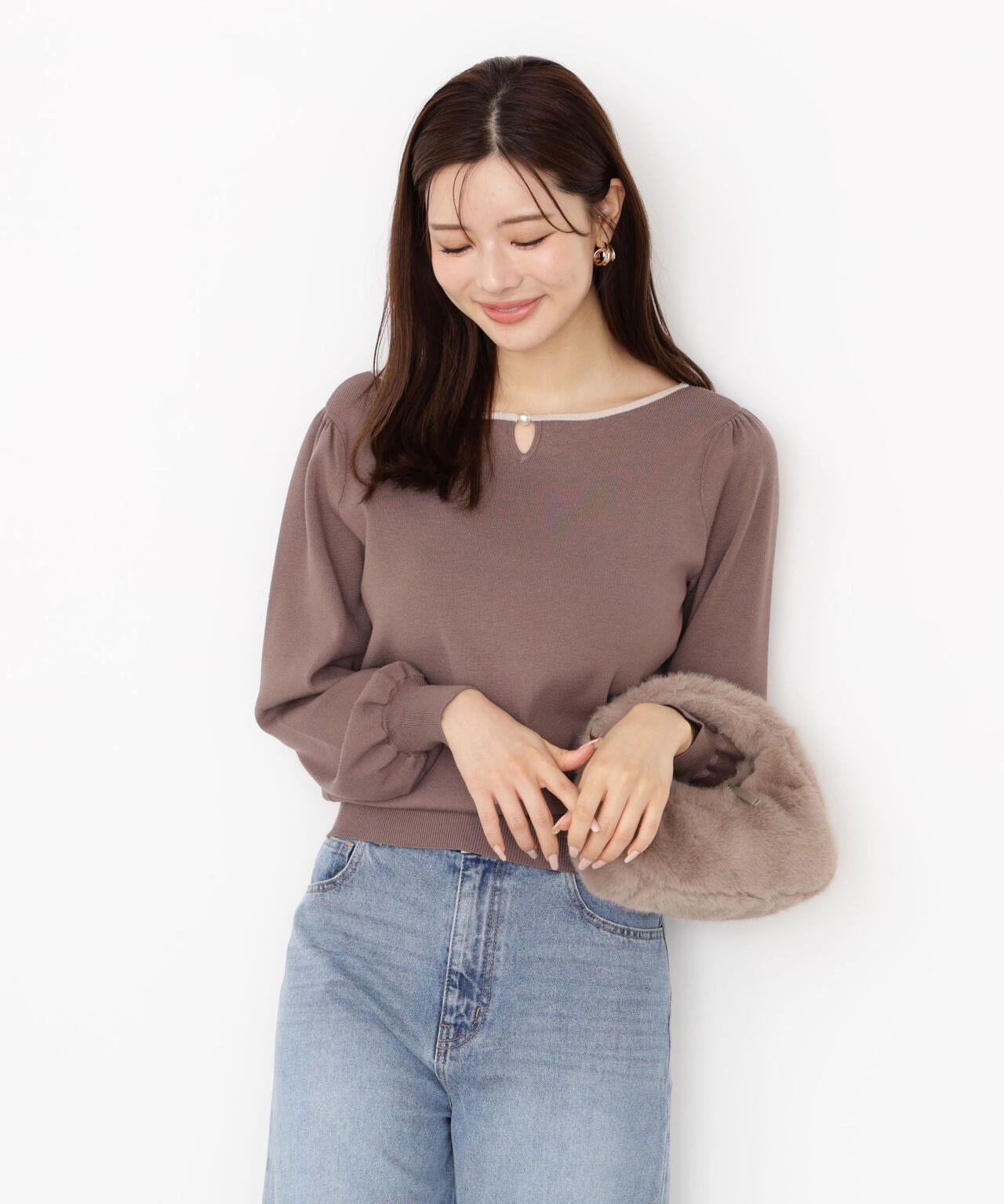 <ハンドウォッシャブル>前後2wayパールニット