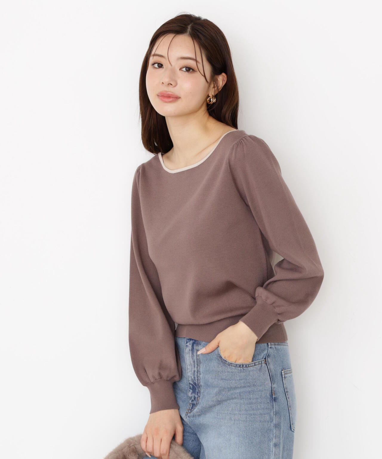 <ハンドウォッシャブル>前後2wayパールニット