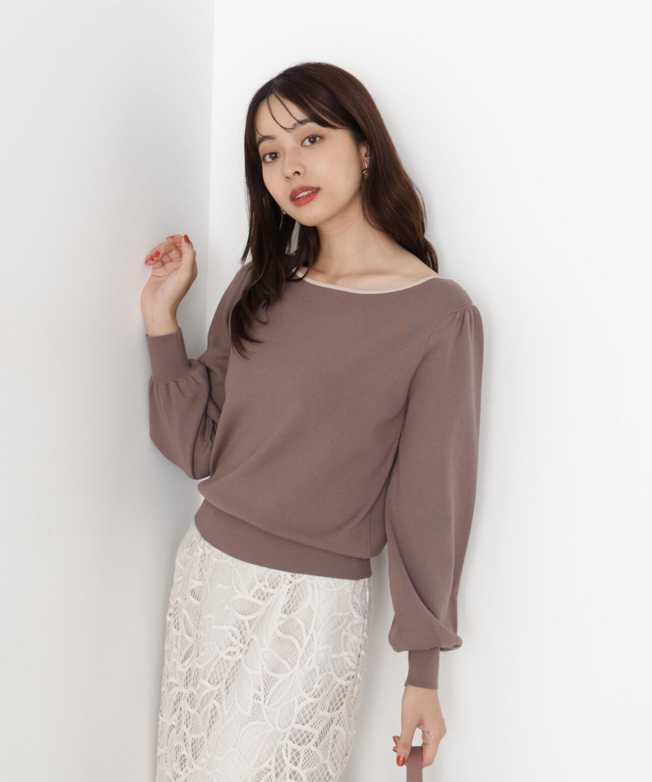 <ハンドウォッシャブル>前後2wayパールニット