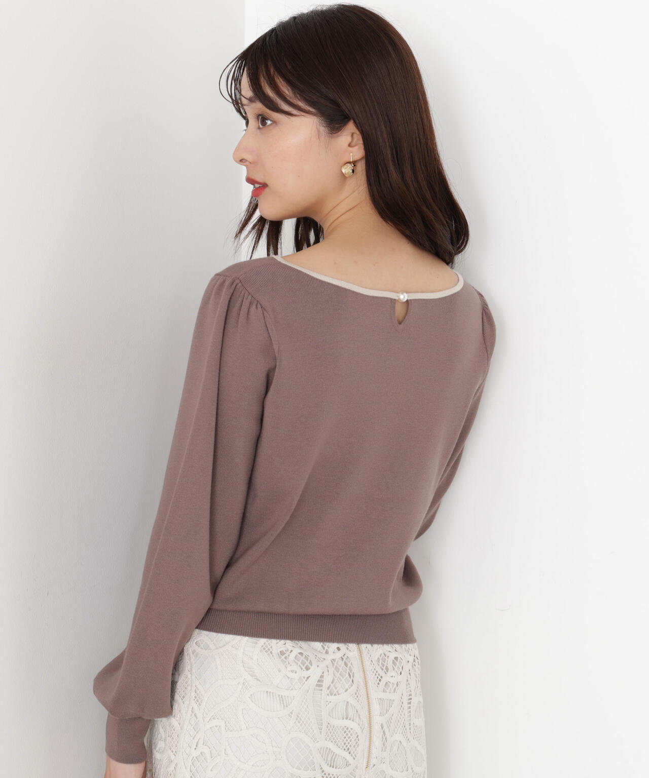 <ハンドウォッシャブル>前後2wayパールニット