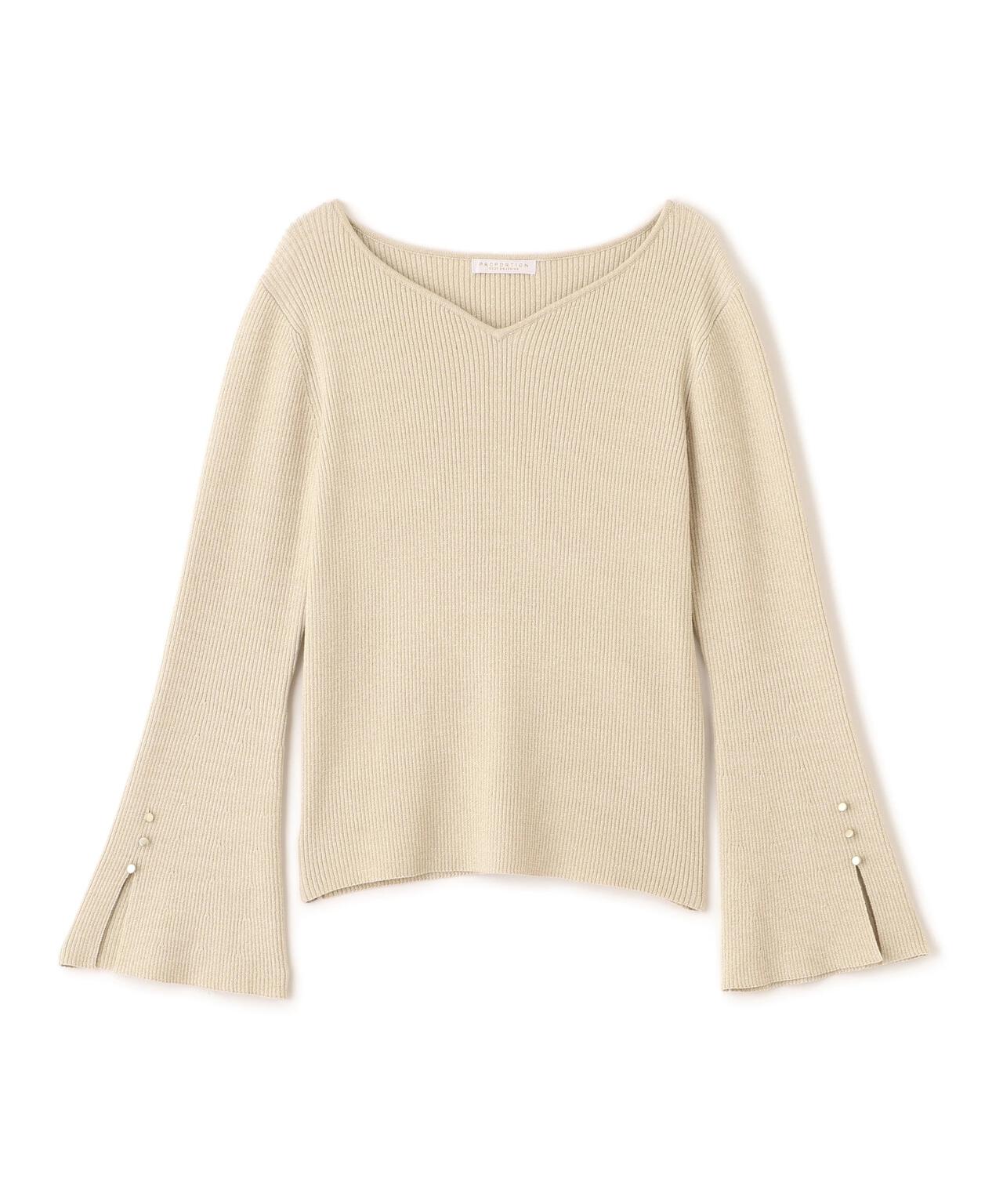 【松川星さん着用】<ハンドウォッシャブル>ハートカットリブニット