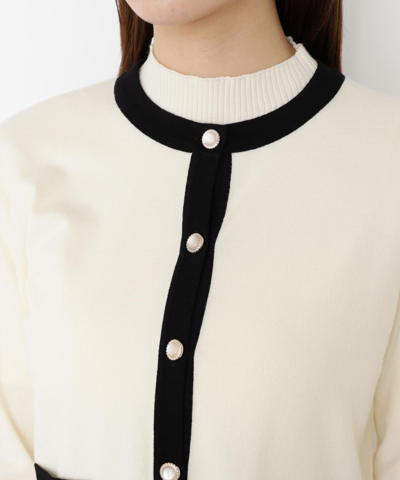 【松川星さん着用】<ハンドウォッシャブル>ニュアンス釦ニットアンサンブル