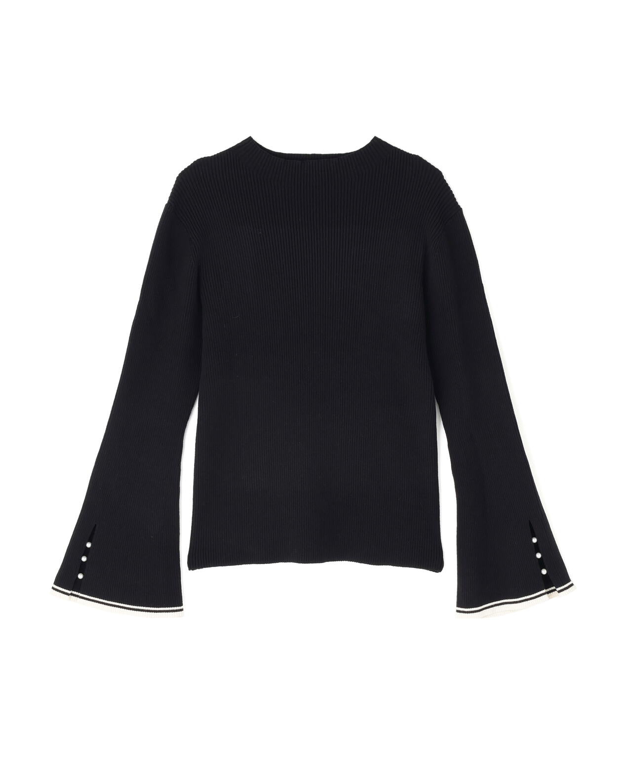 <ハンドウォッシャブル>スタンドネックリブニット