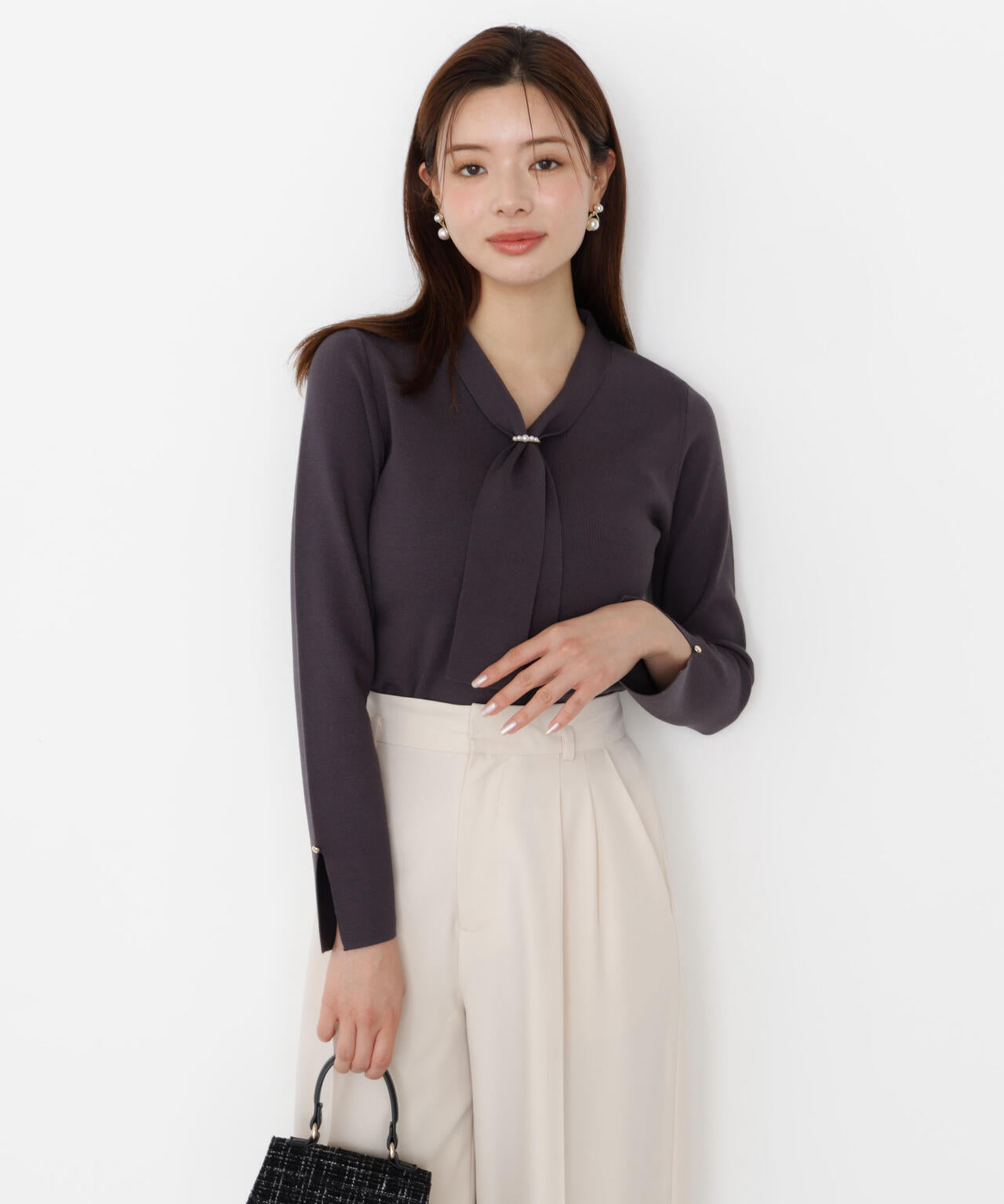 パールリングボウタイニット