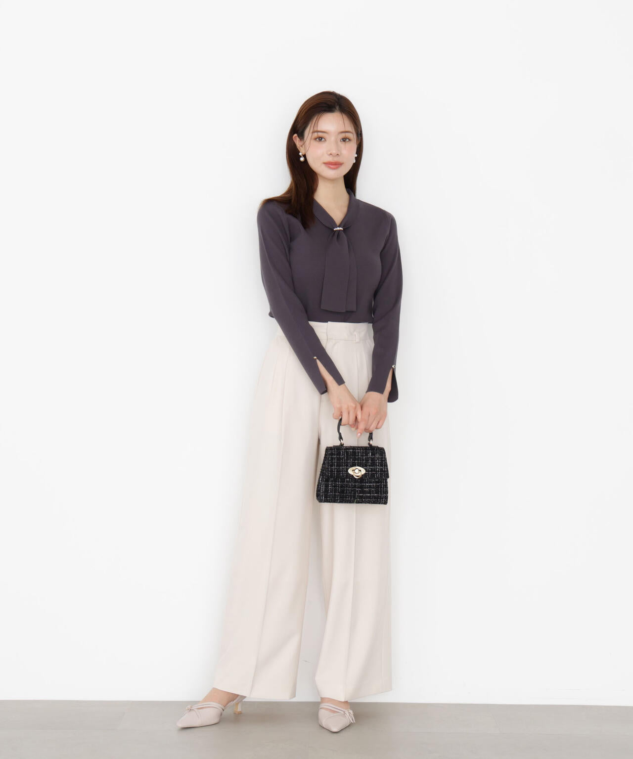 パールリングボウタイニット