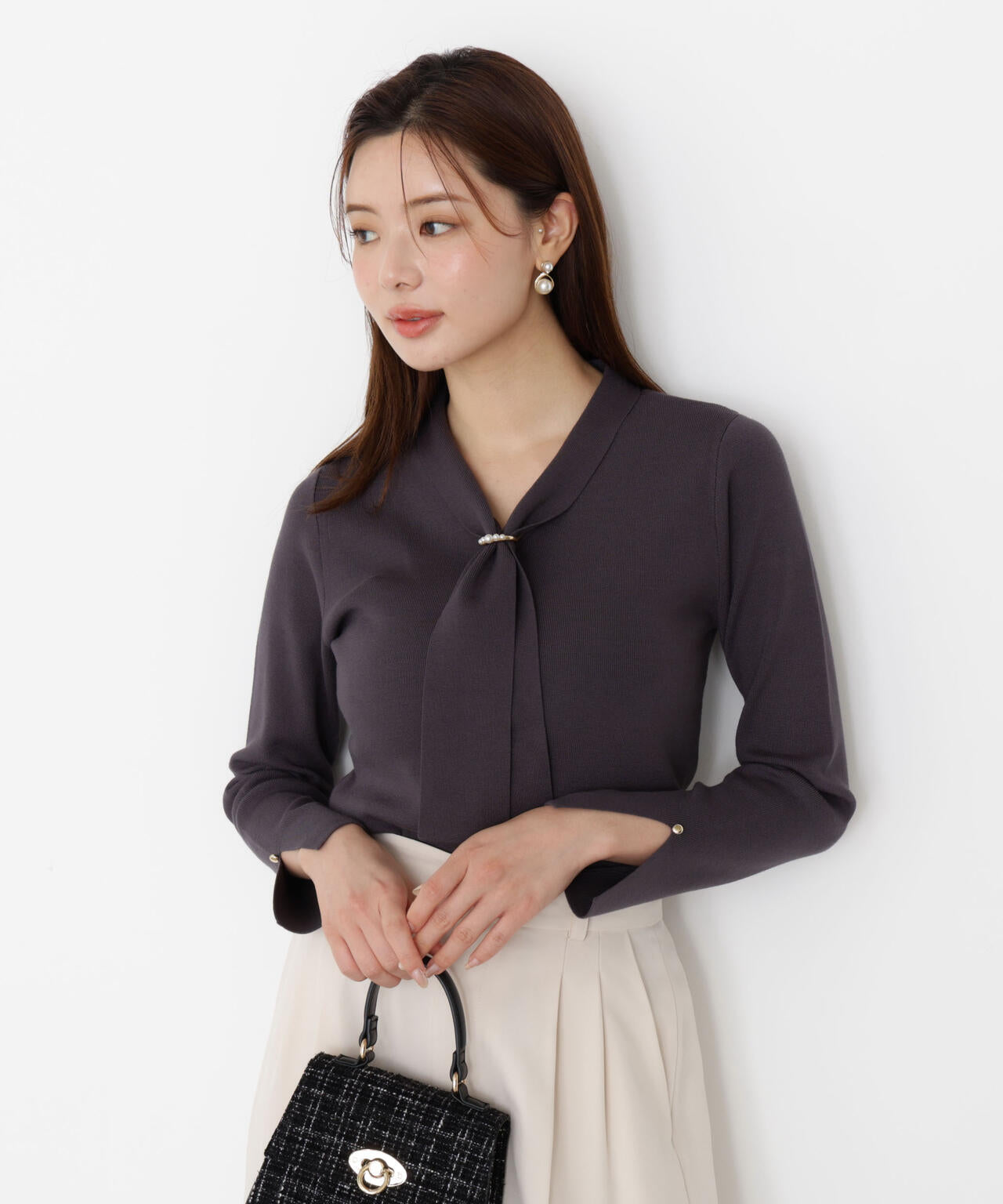 パールリングボウタイニット